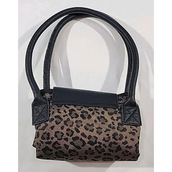 Chico’s Leopard Print Fold Up Tote Bag Zipper Top Packable Leo Roll Mini Tote - Picture 6 of 10